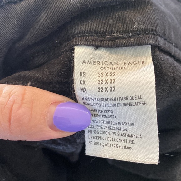 American Eagle Slim Straight Jeans 32 x 32 Distressed GUC Black - Picture 9 of 13
